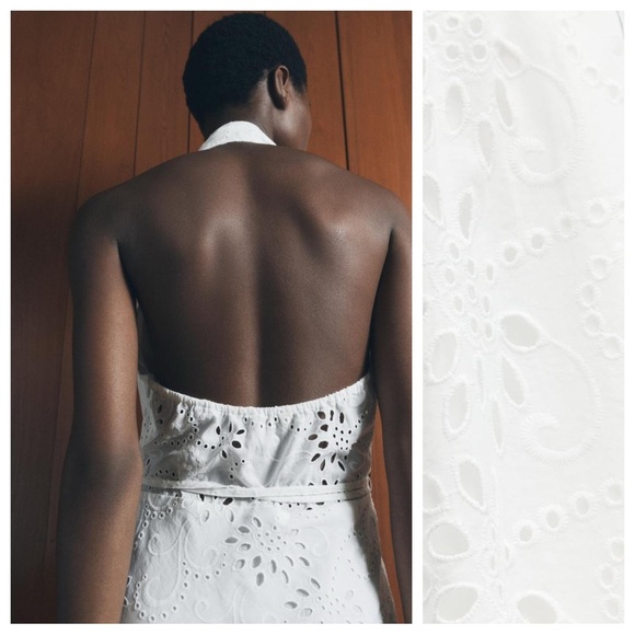 NWT. Zara ZW Collection White Cutwork Embroidery Midi Dress. Size M. - Picture 5 of 13